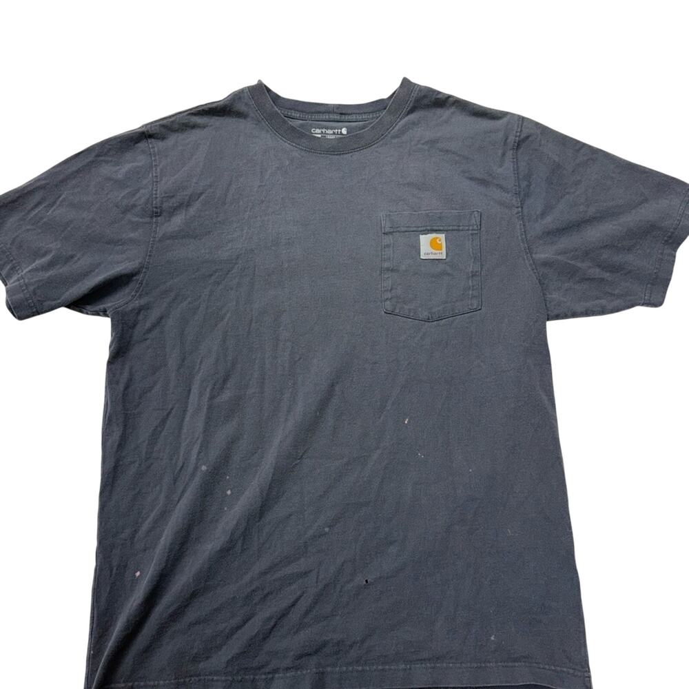 Navy Carhartt Black Short-Sleeve Pocket Tee with Gold Logo Patch
